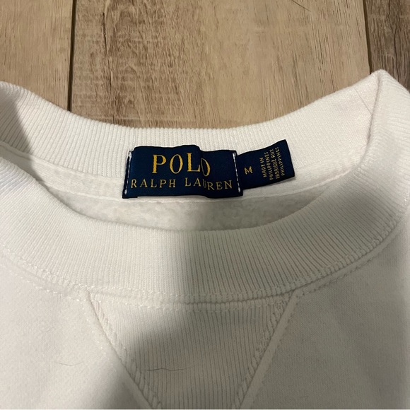 Polo Ralph Lauren Mens White Polo Bear Fleece Lined Sweatshirt- Medium - Picture 4 of 5